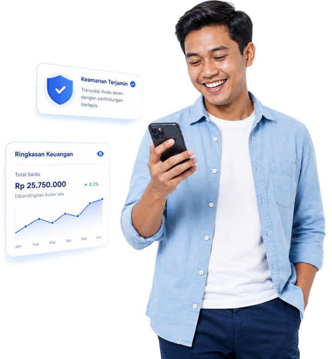 Nasabah menggunakan Upwise App — kelola tabungan, deposito, dan keuangan digital dengan mudah