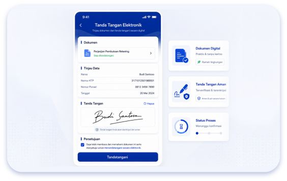Tampilan aplikasi UPwise — proses tanda tangan elektronik (e-Sign)