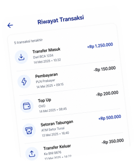Tampilan Riwayat Transaksi Tabungan di Upwise App